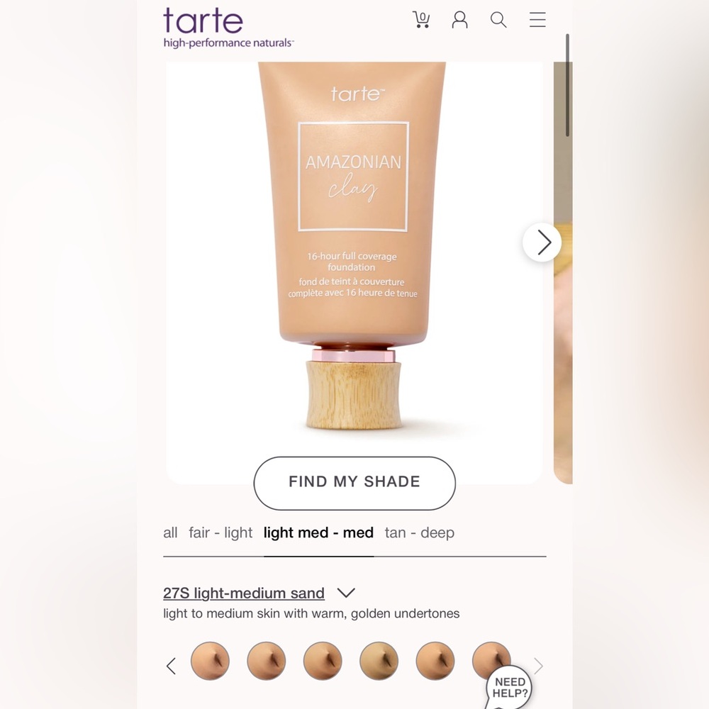 (NEW) Tarte Amazonian clay 16-hour full coverage foundation {MEDIUM SAND}